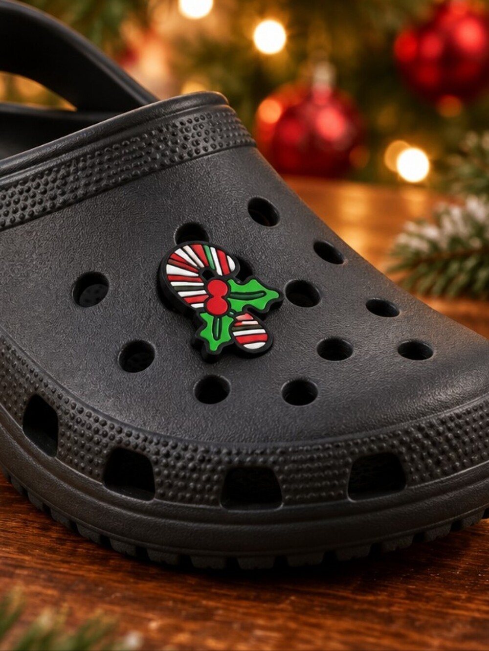 Candy Cane Croc Shoe Charm Christmas Holly Peppermint Holiday Jibbitz Style